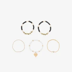 Angels Face Girls Black & White Bracelets (5 Pack) New