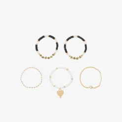 Angels Face Girls Black & White Bracelets (5 Pack) New