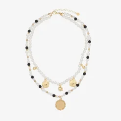 Angels Face Girls Black & White Pearl Necklace (41cm) Hot