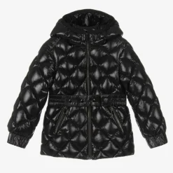 Moncler Enfant Girls Black Belted Down Jacket Sale