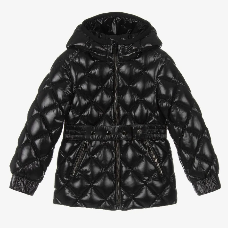 Moncler Enfant Girls Black Belted Down Jacket Sale