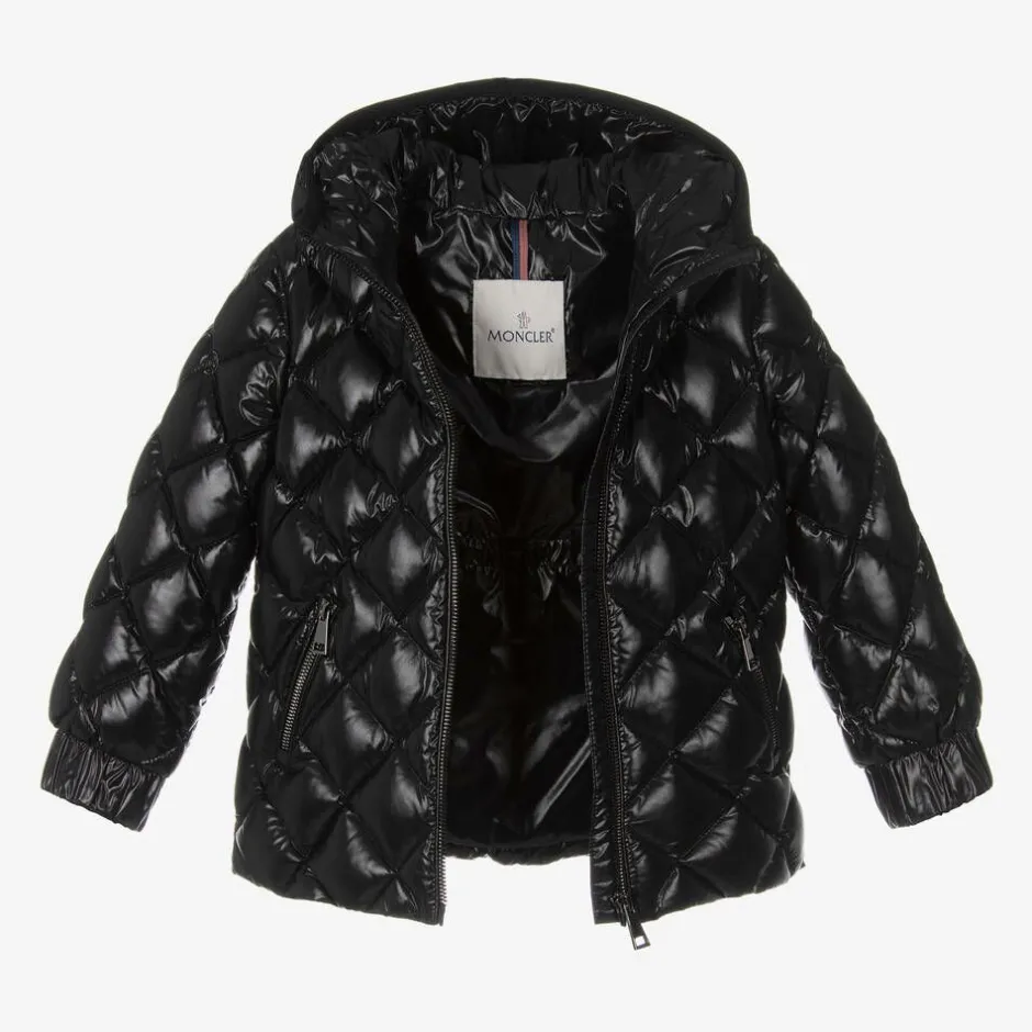Moncler Enfant Girls Black Belted Down Jacket Sale