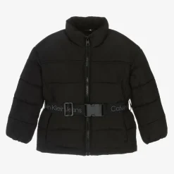 Calvin Klein Girls Black Belted Puffer Jacket Hot