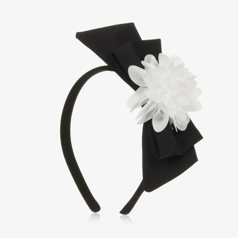 Patachou Girls Black Bow & White Floral Hairband Sale