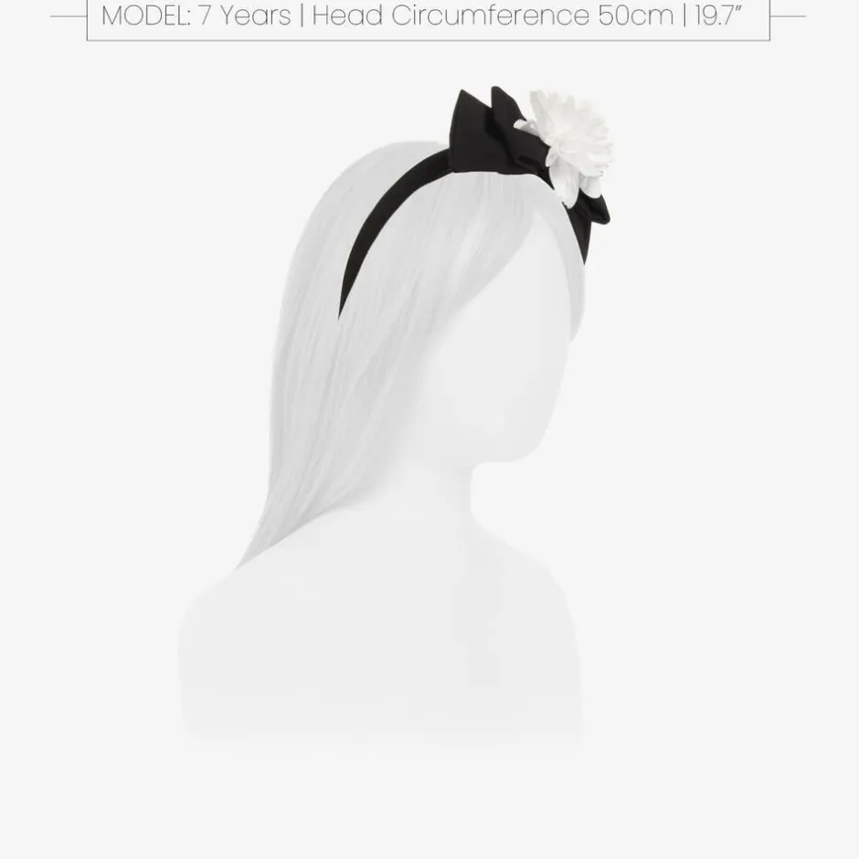 Patachou Girls Black Bow & White Floral Hairband Sale