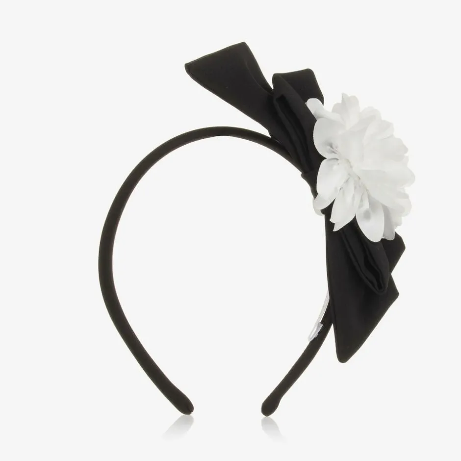 Patachou Girls Black Bow & White Floral Hairband Sale