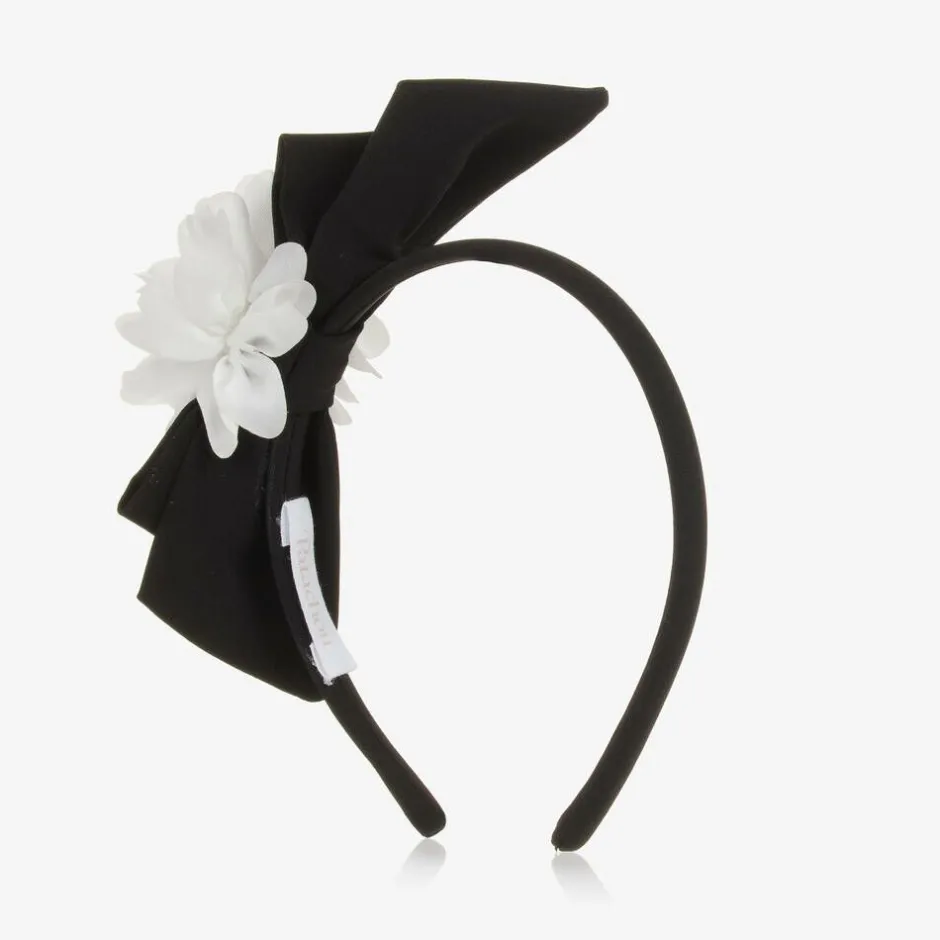 Patachou Girls Black Bow & White Floral Hairband Sale