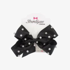 Bowtique London Girls Black Bow Hair Clip (11cm) New