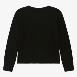 Bonpoint Girls Black Cashmere Embellished Cardigan Hot