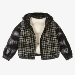 Moncler Enfant Girls Black Checked Dale Down Jacket Discount