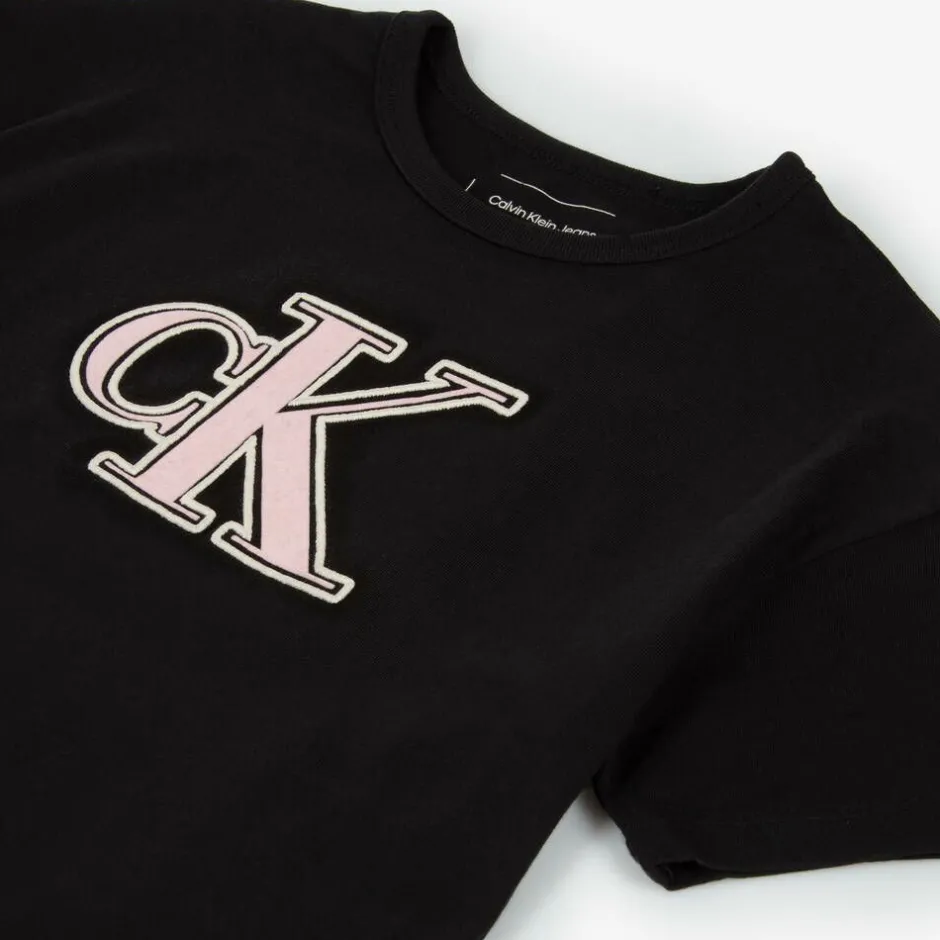 Calvin Klein Girls Black CK Cotton T-Shirt Outlet