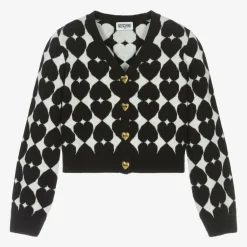 Moschino Kid-Teen Girls Black Cotton & Wool Knit Cardigan Online