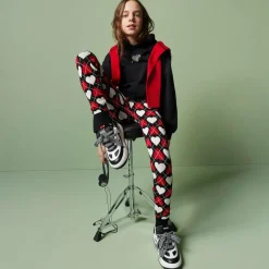 MSGM Girls Black Cotton Diamanté Heart Hoodie New