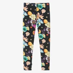 Molo Girls Black Cotton Floral Leggings Outlet