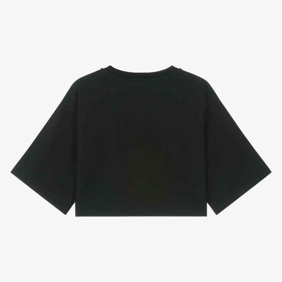 Moschino Kid-Teen Girls Black Cotton Gold Stud T-Shirt Online