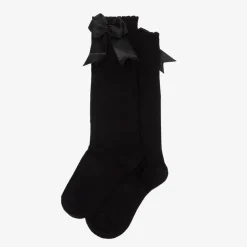 Carlomagno Girls Black Cotton Knee Length Socks Sale