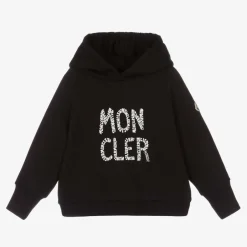 Moncler Enfant Girls Black Cotton Logo Hoodie Online