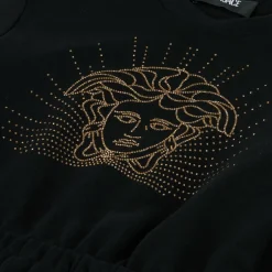 Versace Girls Black Cotton Medusa Dress Best