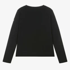 Moncler Enfant Girls Black Cotton Teddy Top