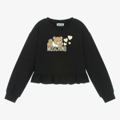 Moschino Kid-Teen Girls Black Cotton Teddy Bear Sweatshirt Discount