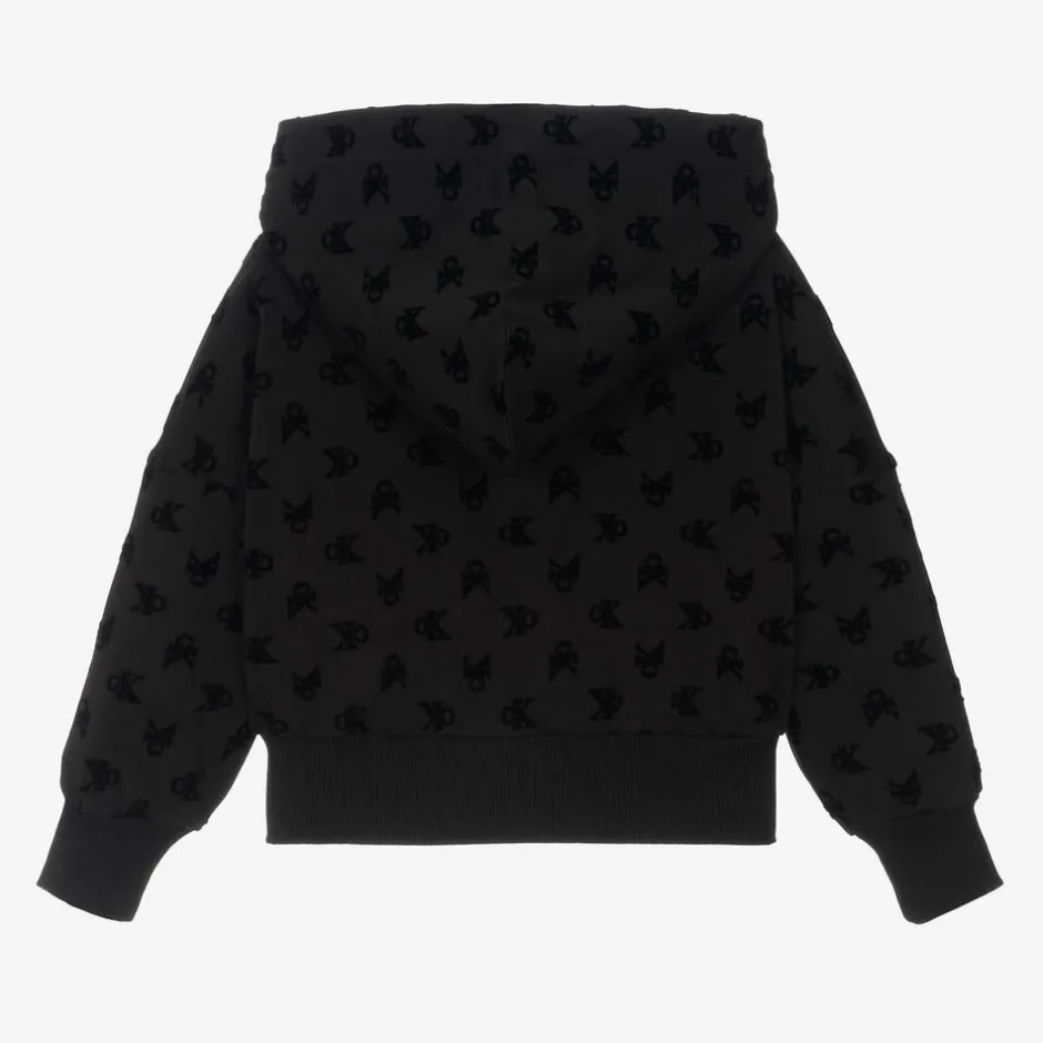 Calvin Klein Girls Black Cotton Zip-Up Hoodie Discount