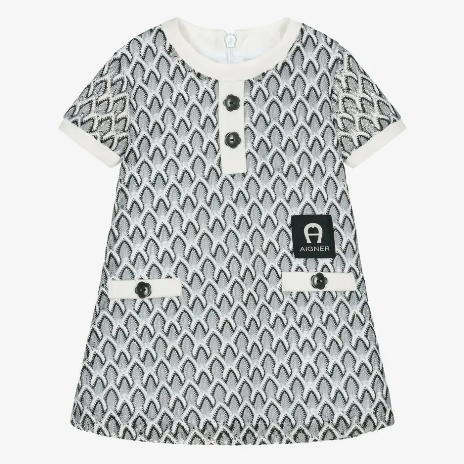 AIGNER Girls Black Crochet Lace Dress Hot