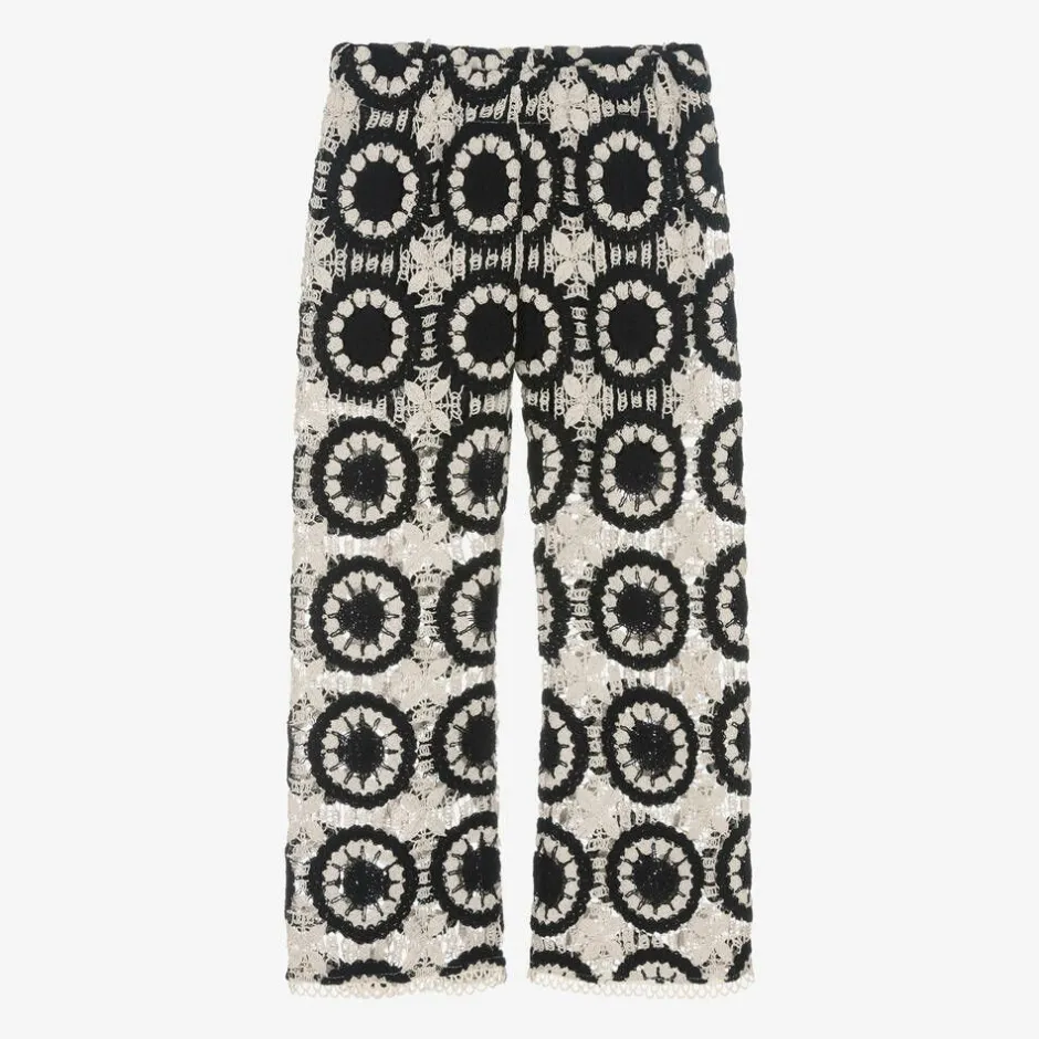 Nessi Byrd Girls Black Crochet Trousers Sale