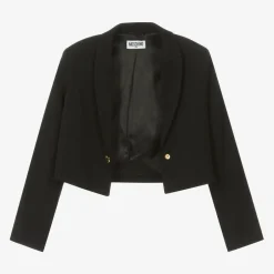 Moschino Kid-Teen Girls Black Cropped Crêpe Blazer Hot