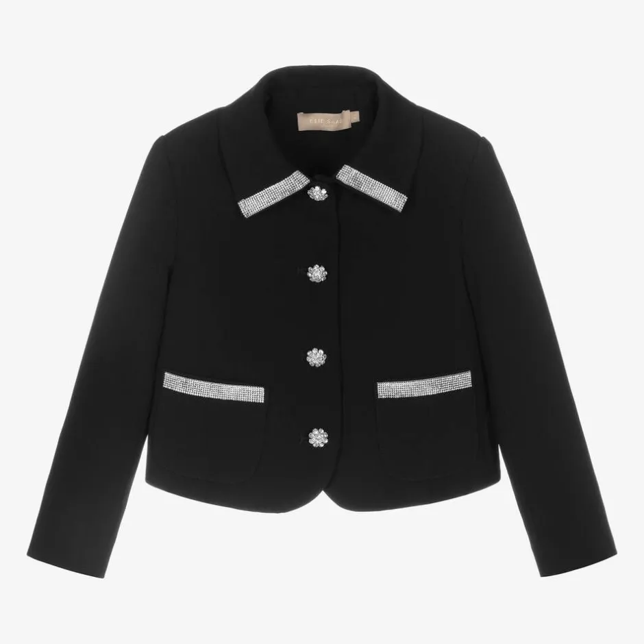 Elie Saab Girls Black Crêpe Diamanté Blazer Hot