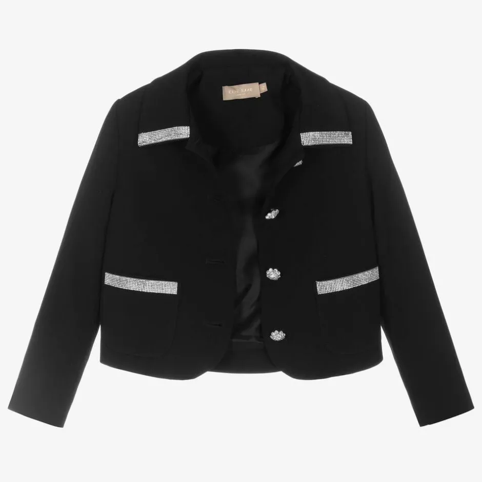 Elie Saab Girls Black Crêpe Diamanté Blazer Hot