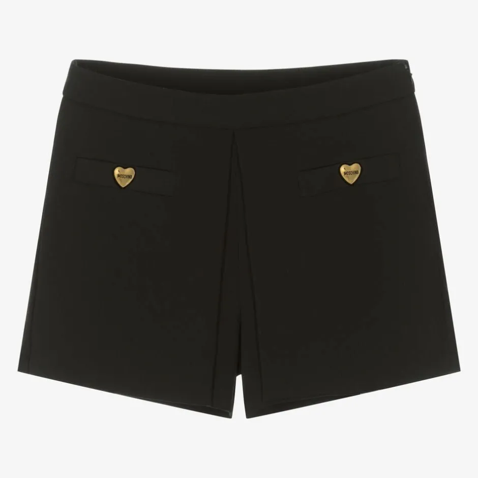 Moschino Kid-Teen Girls Black Crêpe Shorts