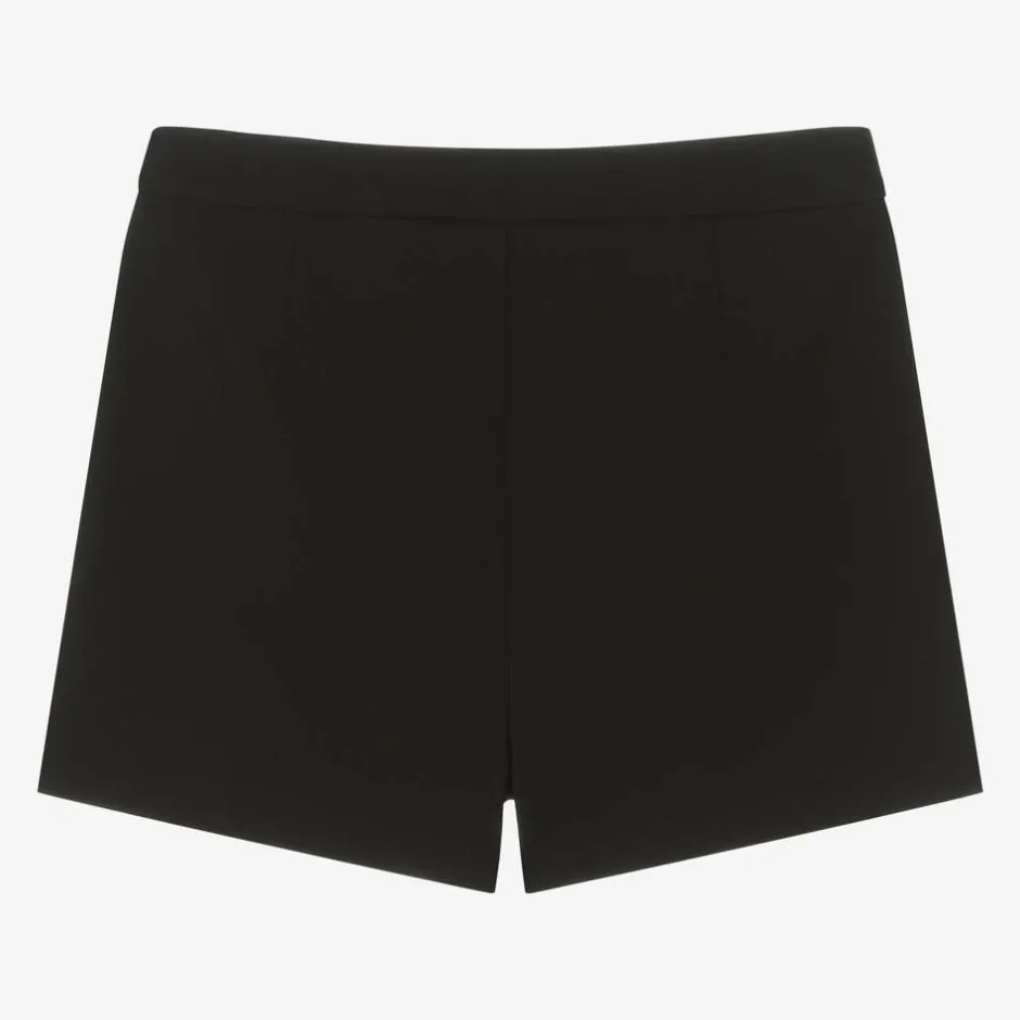 Moschino Kid-Teen Girls Black Crêpe Shorts