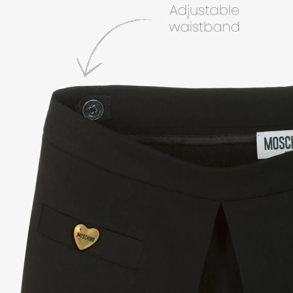 Moschino Kid-Teen Girls Black Crêpe Shorts