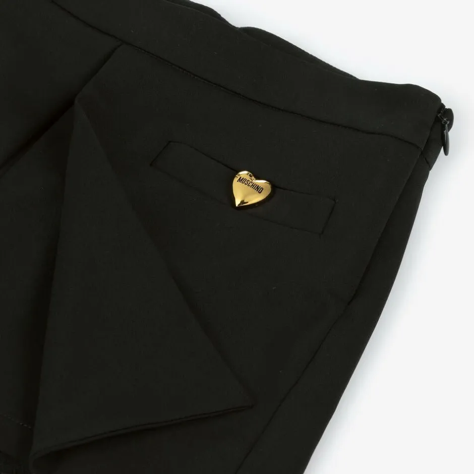 Moschino Kid-Teen Girls Black Crêpe Shorts
