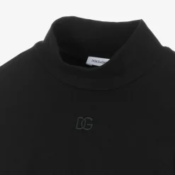 Dolce amp; Gabbana Girls Black DG Cotton Turtleneck Top New