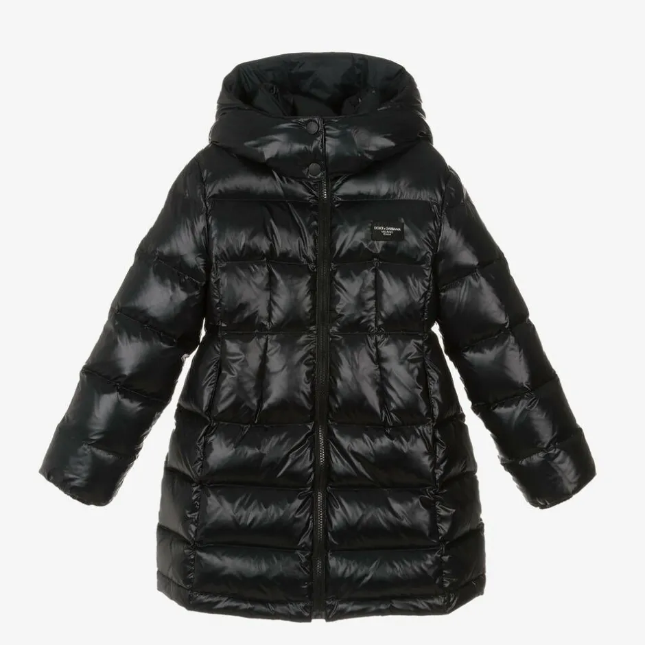 Dolce amp; Gabbana Girls Black Down Padded Puffer Coat Outlet