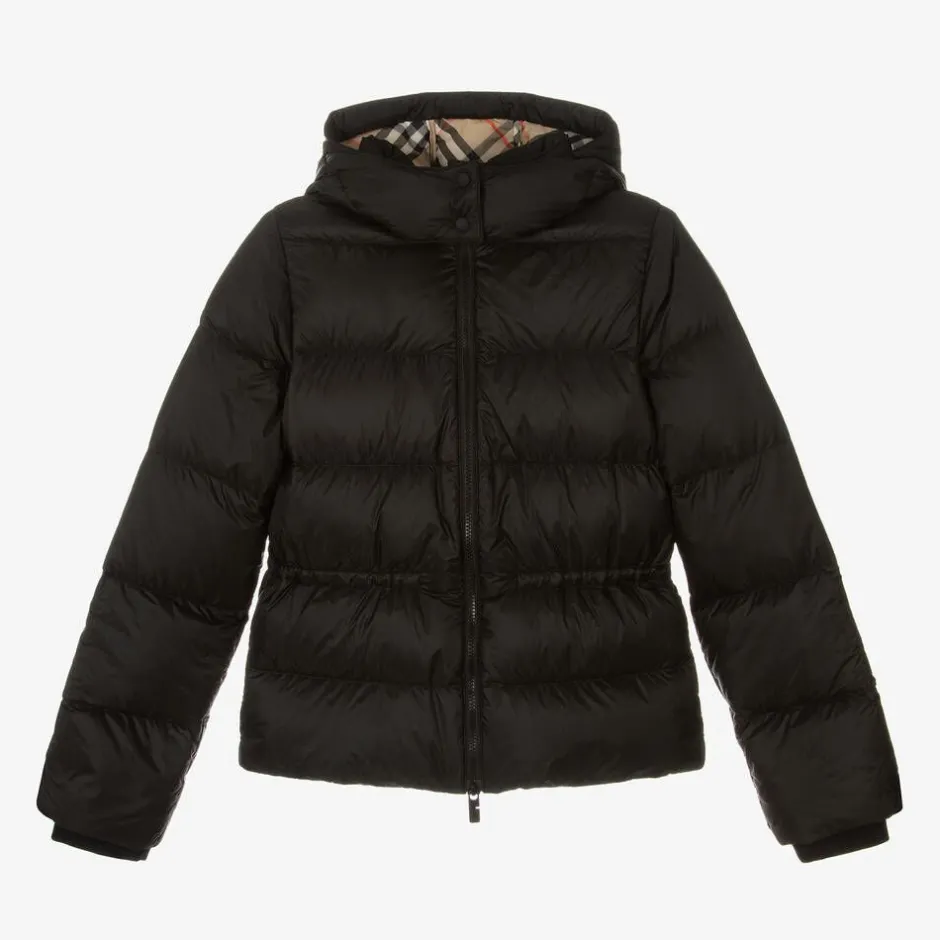Burberry Girls Black Down Puffer Coat Clearance
