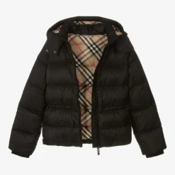 Burberry Girls Black Down Puffer Coat Clearance