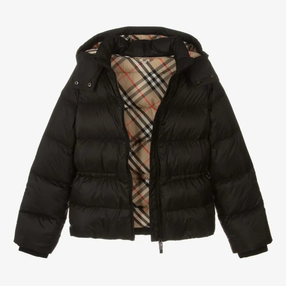 Burberry Girls Black Down Puffer Coat Clearance