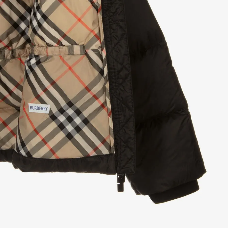 Burberry Girls Black Down Puffer Coat Clearance