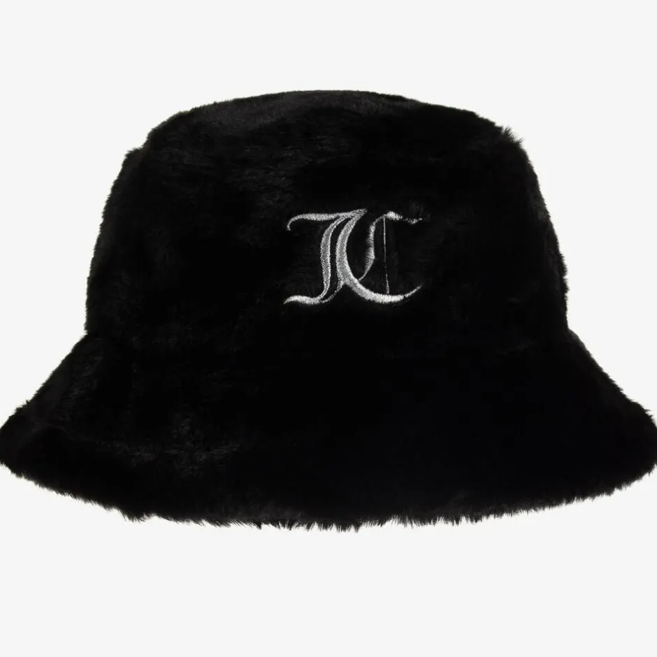 Juicy Couture Girls Black Faux Fur Bucket Hat Online