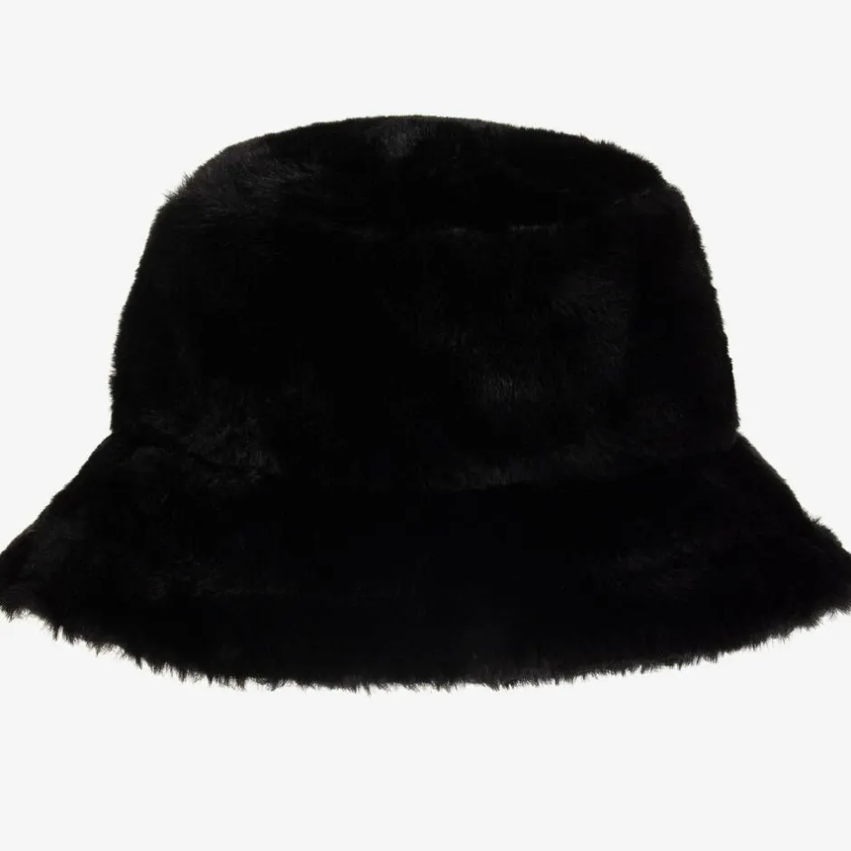 Juicy Couture Girls Black Faux Fur Bucket Hat Online
