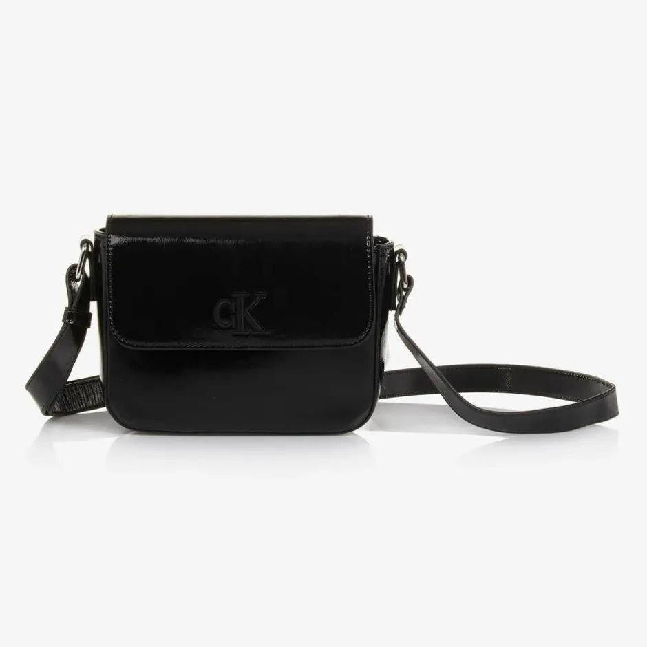 Calvin Klein Girls Black Faux Leather Handbag (20cm) Discount