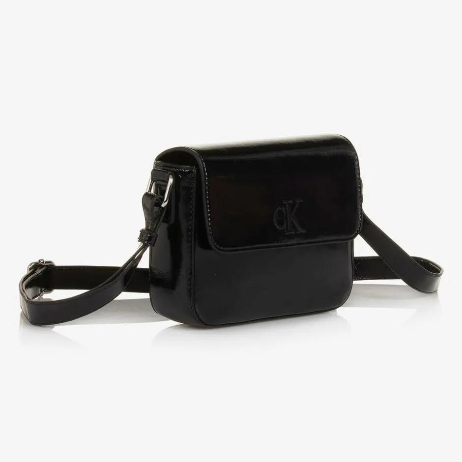 Calvin Klein Girls Black Faux Leather Handbag (20cm) Discount