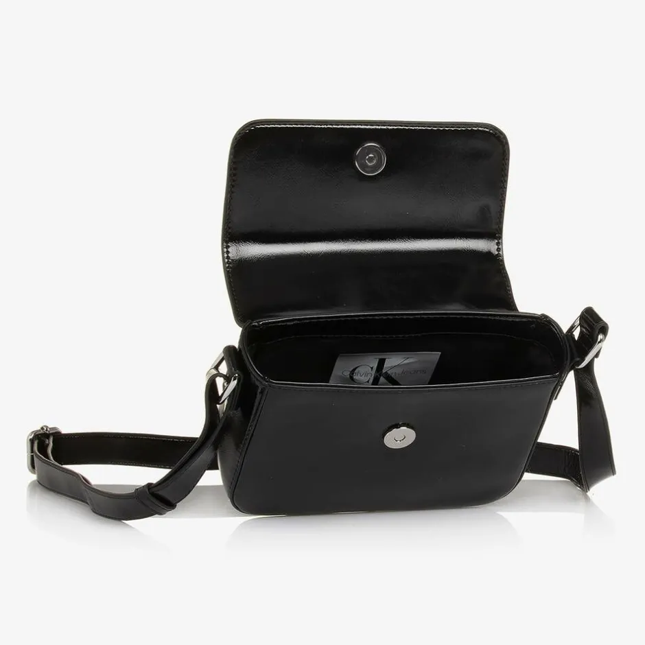 Calvin Klein Girls Black Faux Leather Handbag (20cm) Discount