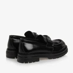 Calvin Klein Girls Black Faux Leather Loafers New