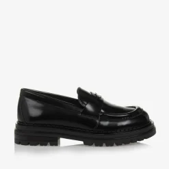 Calvin Klein Girls Black Faux Leather Loafers New