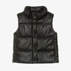 Mayoral Girls Black Faux Leather Puffer Gilet Best