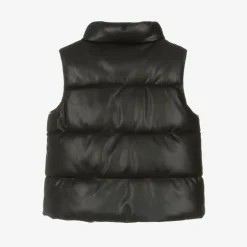 Mayoral Girls Black Faux Leather Puffer Gilet Best