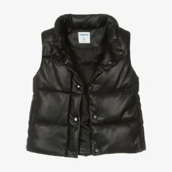 Mayoral Girls Black Faux Leather Puffer Gilet Best
